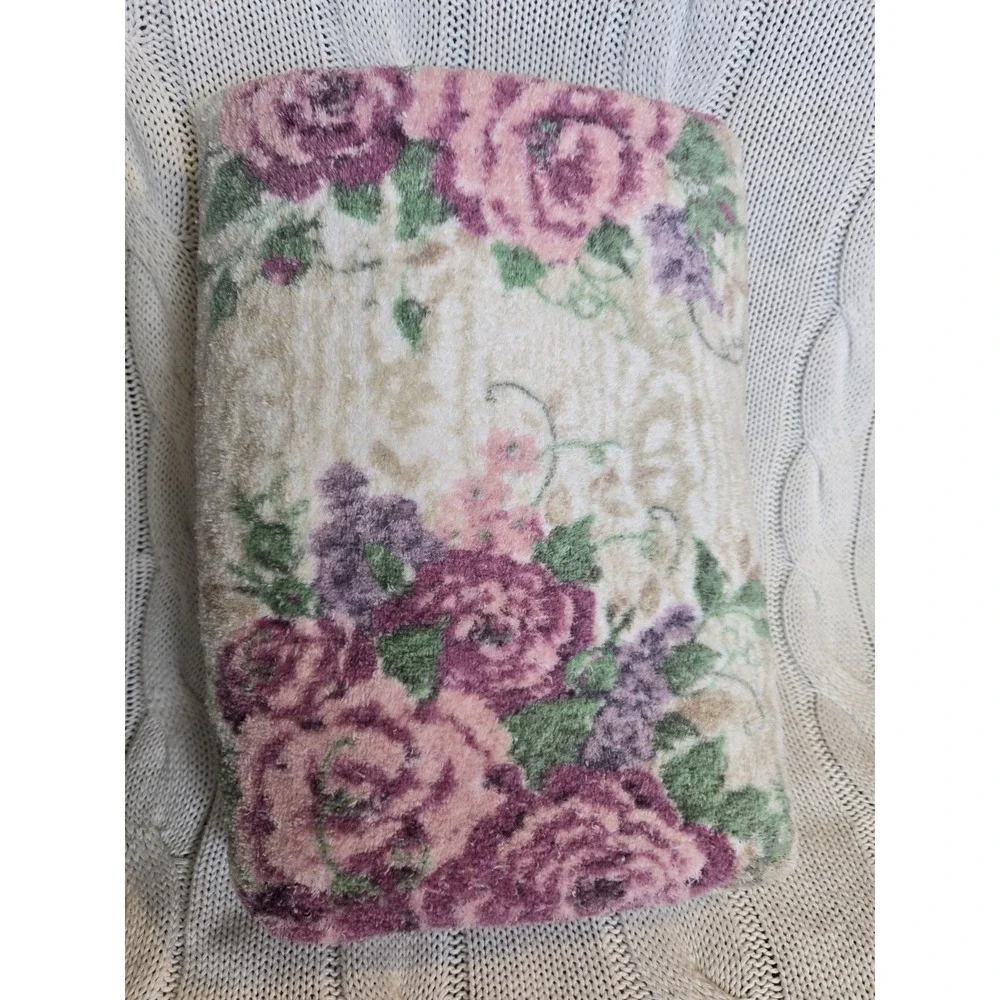 Vintage The Art Of Glenda Turley Bath Towel Pink Purple Roses Cottagecore